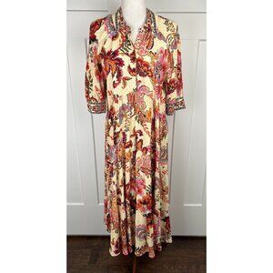 A Loves A Midi Dress M NWT Floral Boho Tiered Oversized Collared Button Front